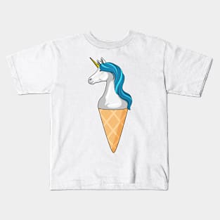 Unicorn with Waffle ice cream Kids T-Shirt